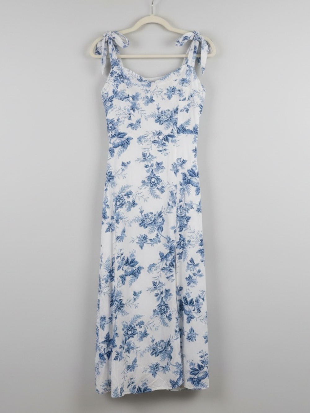 Billy J Blue & White Floral Tie Strap Midi Dress Size 10